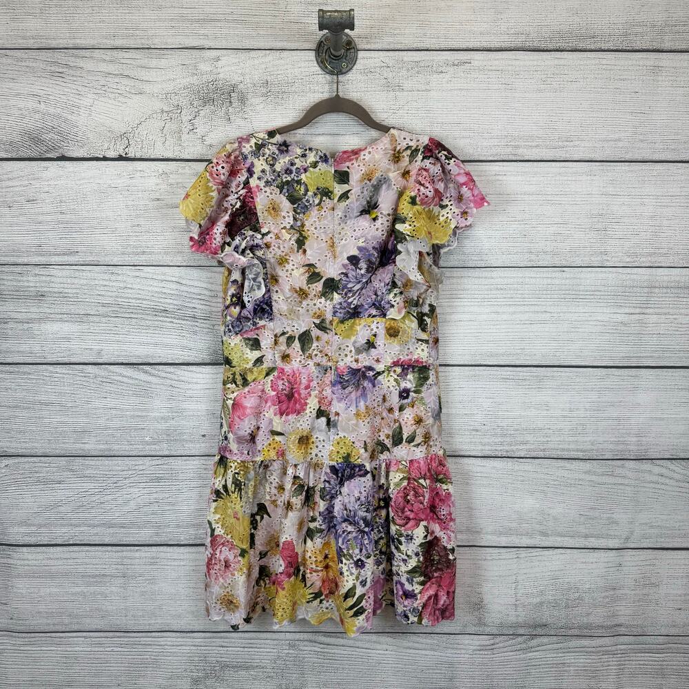Express Women's Colorful Eyelet Lace Spring Ruffle Floral Dress Size Large - Picture 9 of 11